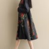 High Collar Long Sleeve Print Dress - Image 9