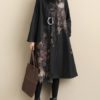 High Collar Long Sleeve Print Dress - Image 10
