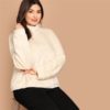 High Neck Zipper Back Sweatshirts Women Autumn Winter Pullover