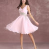 Homecoming Dress Chiffon V Neck Sleeveless Pleated Knee Length Cocktail Dress