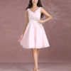 Homecoming Dress Chiffon V Neck Sleeveless Pleated Knee Length Cocktail Dress - Image 2