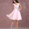 Homecoming Dress Chiffon V Neck Sleeveless Pleated Knee Length Cocktail Dress - Image 3