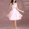 Homecoming Dress Chiffon V Neck Sleeveless Pleated Knee Length Cocktail Dress - Image 4