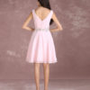 Homecoming Dress Chiffon V Neck Sleeveless Pleated Knee Length Cocktail Dress - Image 5