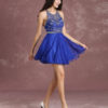 Illusion Beading Prom Dresses Royal Blue Sleeveless Short Cocktail Dress - Image 2