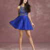 Illusion Beading Prom Dresses Royal Blue Sleeveless Short Cocktail Dress - Image 3