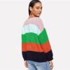 Jumper Preppy Colorblock V Neck Bishop Sleeve PulloversSweater Women Autumn Sweaters - Image 4