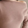 Khaki Sweater Dress Long Sleeve Asymeetrical Neck Knit Bodycon Dress - Image 5