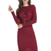 Knit Sweater Dress Long Sleeve Dress Round Neck Split Shaping Midi Dress