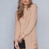 Knitted Mini Dress Long Sleeve Lace Up Khaki Sweater Dress