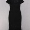 Lace Party Dress High Collar Bodycon Dress Short Sleeve Split Shaping Midi Dress - Image 7