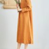 Linen V-Neck Long Sleeve Dress - Image 10