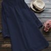 Long Sleeve Buttons Cotton Mini Shirt Dress - Image 2