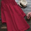 Long Sleeve Buttons Cotton Mini Shirt Dress - Image 6