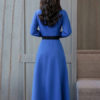 Long Sleeve  Buttons Solid Color Fall Shirt Dress - Image 4