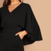 Elegant V-Neck Solid Cape Long Sleeve Cloak Sleeve Jumpsuit - Image 5