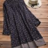 Long Sleeve Floral Print Patchwork Embroidery Hem Dress - Image 4