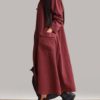 Long Sleeve Plate Buckles Pocket Hooded Maxi Dress - Image 2
