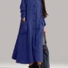 Long Sleeve Plate Buckles Pocket Hooded Maxi Dress - Image 7