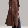 Long Sleeve Plate Buckles Pocket Hooded Maxi Dress - Image 8