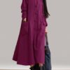 Long Sleeve Plate Buckles Pocket Hooded Maxi Dress - Image 11