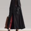 Long Sleeve Plate Buckles Pocket Hooded Maxi Dress - Image 4