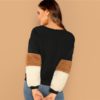 Long Sleeve Round Neck Sweatshirt Women Autumn Colorblock Sweatshirts - Image 3