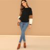 Long Sleeve Round Neck Sweatshirt Women Autumn Colorblock Sweatshirts - Image 4