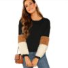 Long Sleeve Round Neck Sweatshirt Women Autumn Colorblock Sweatshirts - Image 6