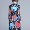 Long Sleeve Shirt Dress Turndown Collar Printed Midi Dress - Image 3