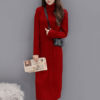 Long Sweater Dress Long Sleeve Dress Turtleneck Pockets Shaping Knit Dress