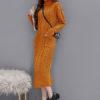Long Sweater Dress Long Sleeve Dress Turtleneck Pockets Shaping Knit Dress - Image 3