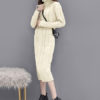 Long Sweater Dress Long Sleeve Dress Turtleneck Pockets Shaping Knit Dress - Image 5
