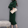 Long Sweater Dress Long Sleeve Dress Turtleneck Pockets Shaping Knit Dress - Image 7