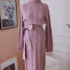 Long Sweater Dress Turtleneck Long Sleeve Sash Knit Dress - Image 5