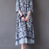 Loose Retro Printing 3/4 Sleeve Maxi Dress - Image 2