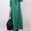 Loose Solid Color Long Sleeve Dress