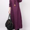 Loose Solid Color Long Sleeve Dress - Image 4