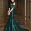 Luxury Mermaid High Collar Sweetheart Illusion Sequin Rhinestones Hunter Green Formal Dresses - Image 3