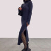 Maxi Sweater Dress Women Long Sleeve Dress Turtleneck Split Knit Dress - Image 4