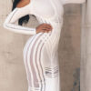 Party Dresses Women Long Sleeve Cold Shoulder Round Neck Cut Out Bodycon Dress - Image 2