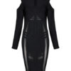 Party Dresses Women Long Sleeve Cold Shoulder Round Neck Cut Out Bodycon Dress - Image 3