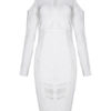Party Dresses Women Long Sleeve Cold Shoulder Round Neck Cut Out Bodycon Dress - Image 4