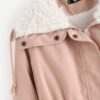 Pink Fleece Lined Preppy Zipper Women Winter Coat - Image 3