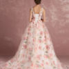Pink Prom Dresses 2019 Long Floral Print Organza Pageant Dress Backless Chapel Train Party - Image 7