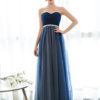 Prom Dress Strapless Dark Navy Sweetheart Neckline Long Party Dresses Beaded Sash Pleated Tulle Floor Length Evening Dress - Image 2