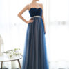 Prom Dress Strapless Dark Navy Sweetheart Neckline Long Party Dresses Beaded Sash Pleated Tulle Floor Length Evening Dress - Image 5