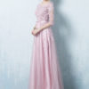 Prom Dresses 2019 Long Tulle Backless Prom Dress Lace Applique Three Quarter Sleeve Sash Maxi Occasion Dress - Image 6
