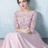 Prom Dresses 2019 Long Tulle Backless Prom Dress Lace Applique Three Quarter Sleeve Sash Maxi Occasion Dress - Image 3