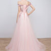 Long Tulle Off The Shoulder Lace Applique Beading Flower Prom Dress With Train - Image 2